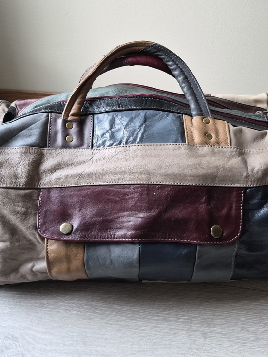 Other - Vintage Mexican Patchwork Leather Duffel Bag Large Weekender Carry On